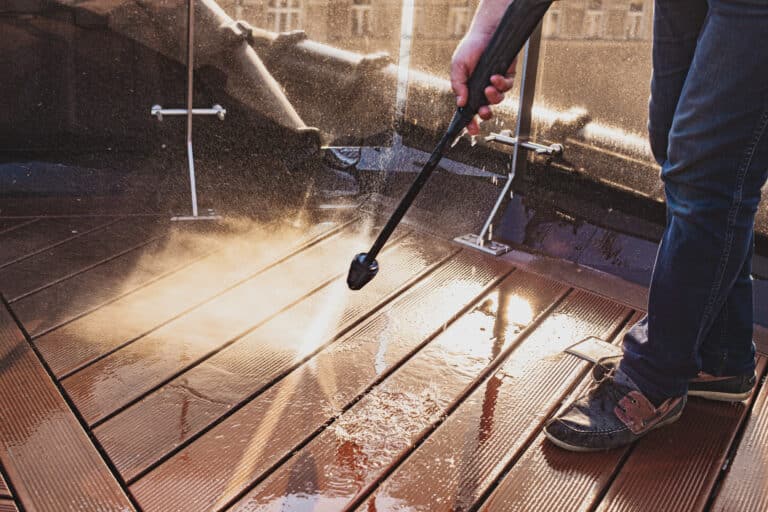 how to clean composite decking- power washer