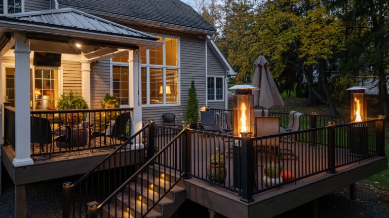 medium close Conyngham Pa Deck Rebuild Lighting on surface and under pavilion