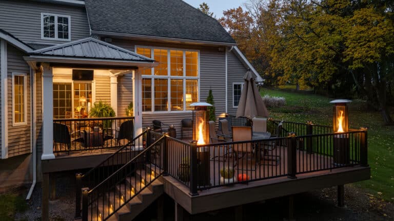 Conyngham Pa Deck Rebuild Lighting on deck surface