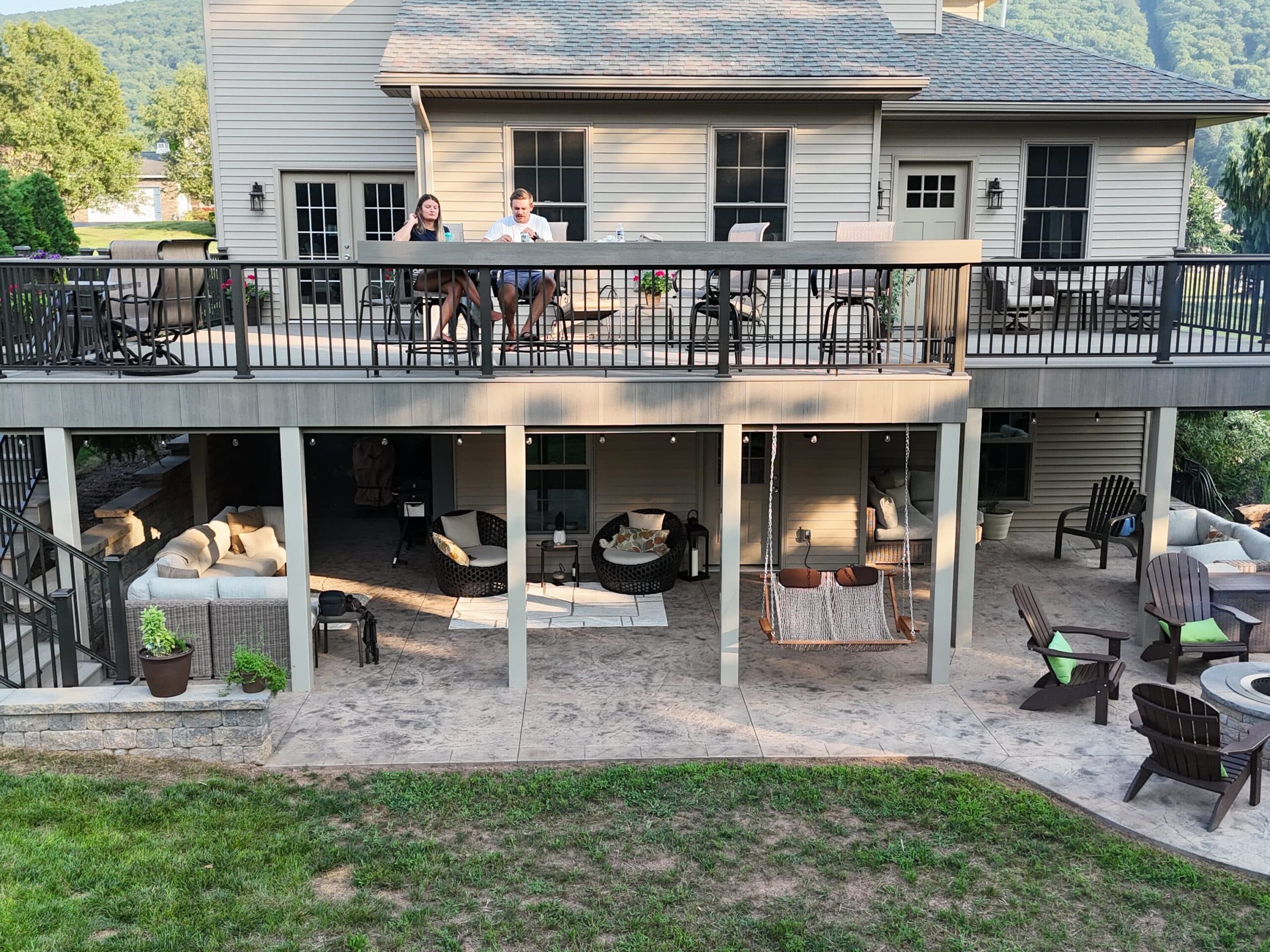 a brand new custom deck installation in Millersburg PA by Upper Dauphin Vinyl Products