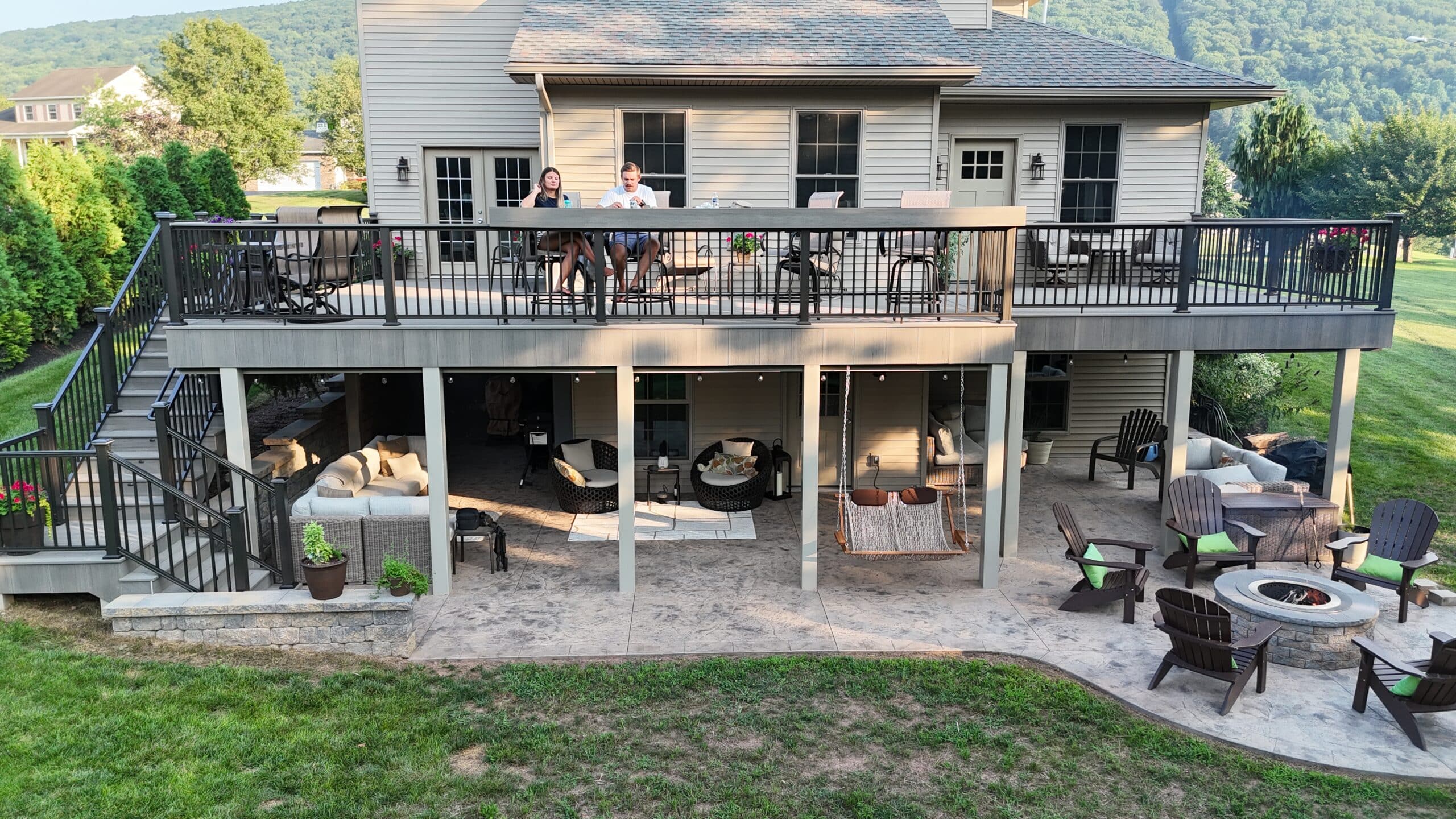 a brand new custom deck installation in Millersburg PA by Upper Dauphin Vinyl Products