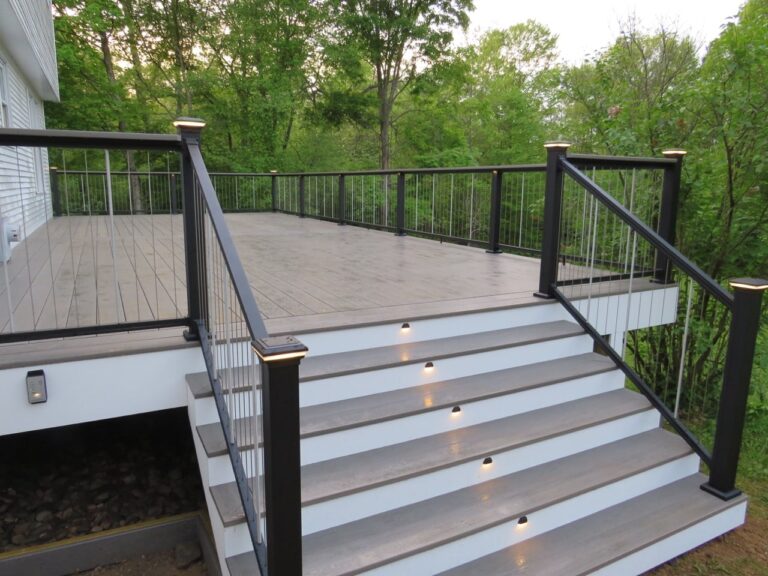 a deck with lights built into the stairs in colonial park PA
