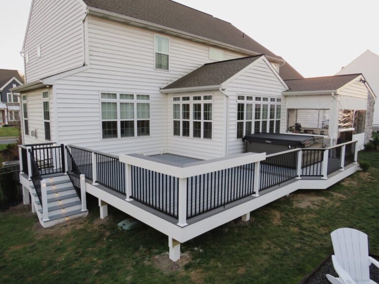 grey deck with a hot tub in palmyra pa