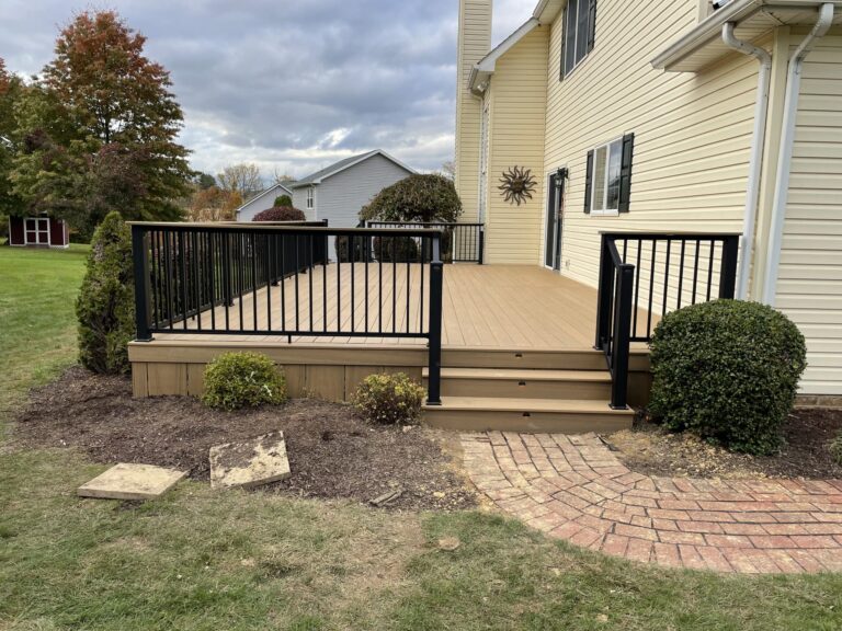 a brand new beige deck installed for a house in york pa