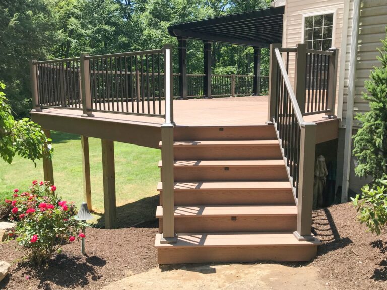a deck with lights built into the steps during the daytime in york pa