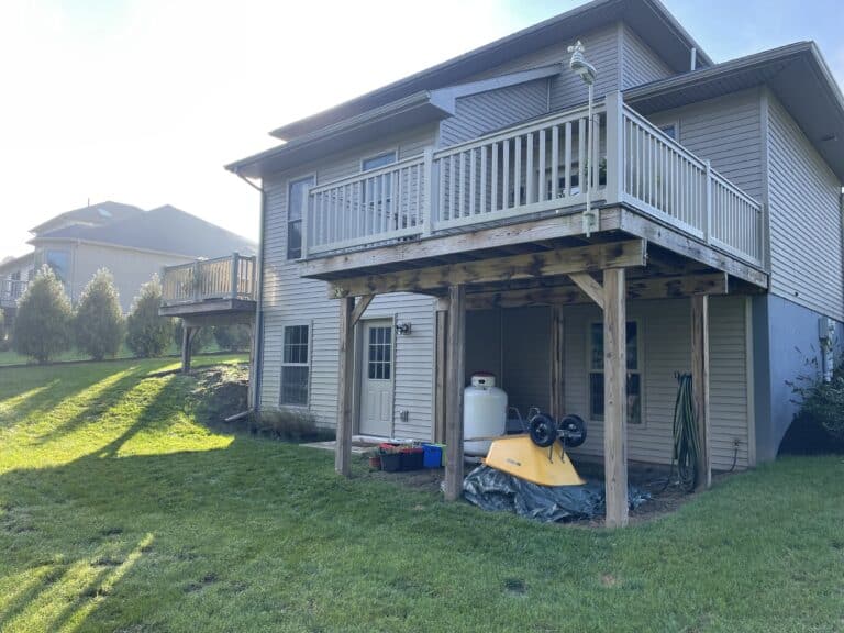 Before photo of the Millersburg PA custom deck installation by Upper Dauphin Vinyl Products