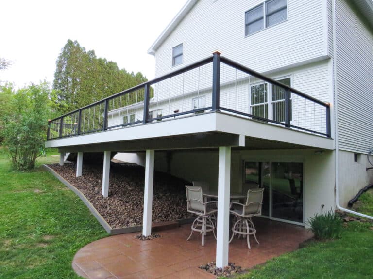 gray deck with white fascia