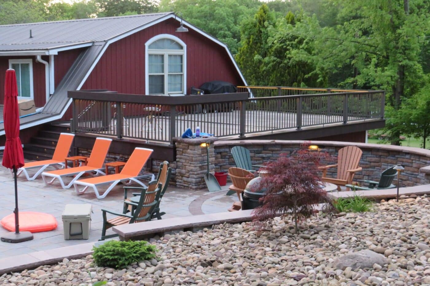 Vinyl composite deck with railing outside PA home