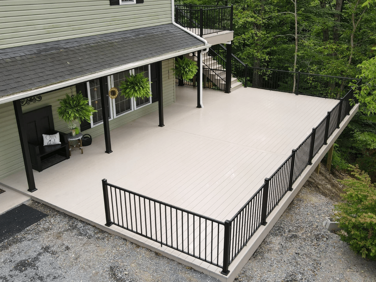 new custom deck build in Northumberland PA by Upper Dauphin Vinyl Products