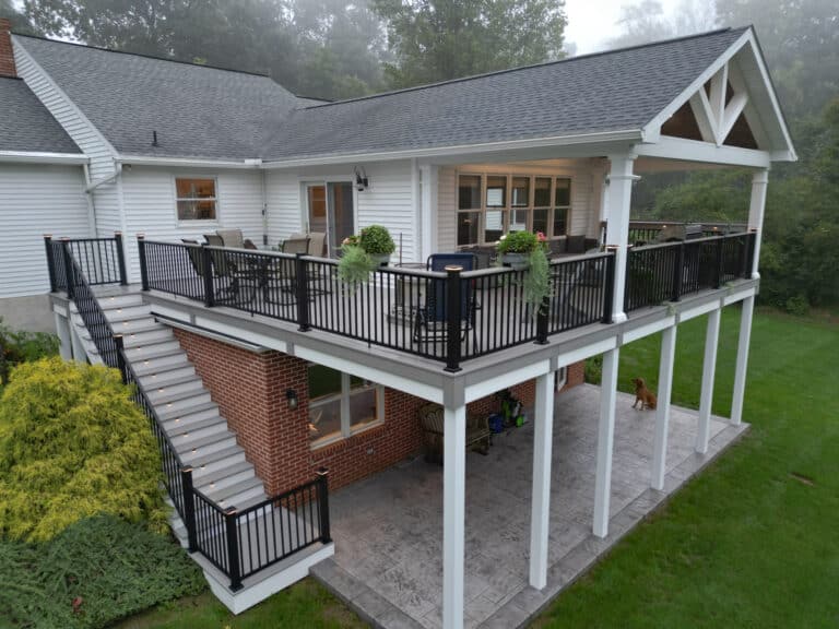 deck rebuild in Mohnton with stamped concrete patio