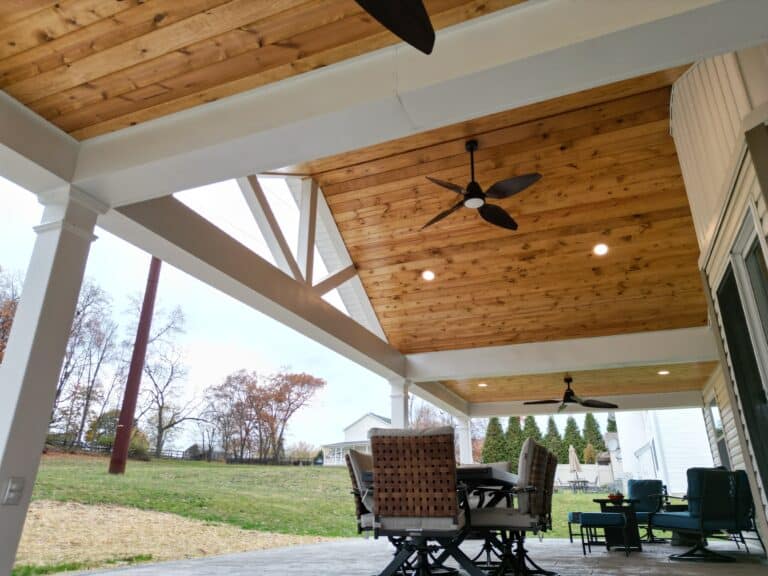 image of custom ceiling fans and lights for a patio redesign in Harrisburg, PA