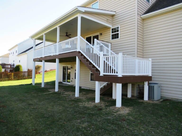 deck with roof-deck with vinyl wrapped posts