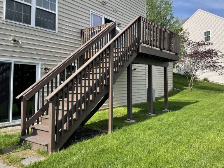 deck with roof-old wooden deck stairs with railing
