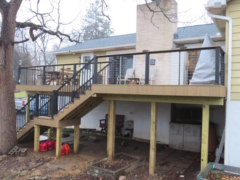 finished wooden deck replacement vinyl deck