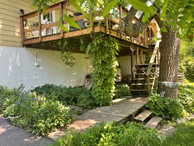 old deck before wooden deck replacement