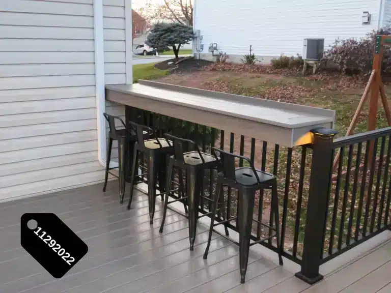 Deck Pavilion in Dover with rail seating area