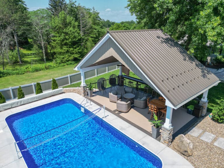 beautiful backyard pool pavilion