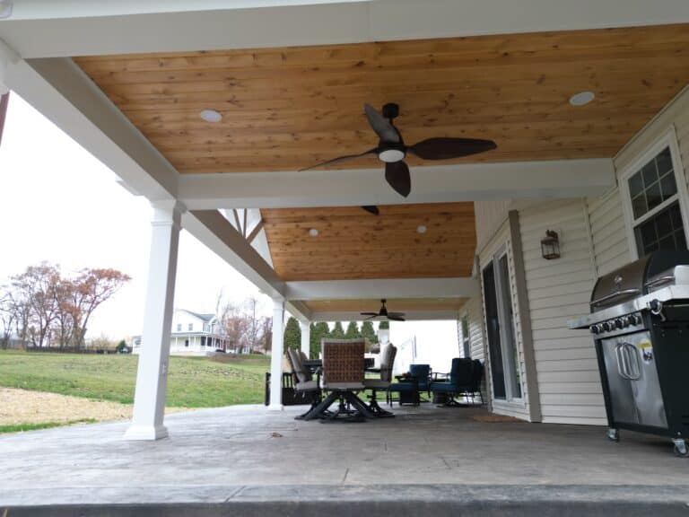 stamped concrete patio build by Upper Dauphin Vinyl Products in Harrisburg, PA